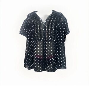 Style & Co. Black Sheer Blouse with White Dots